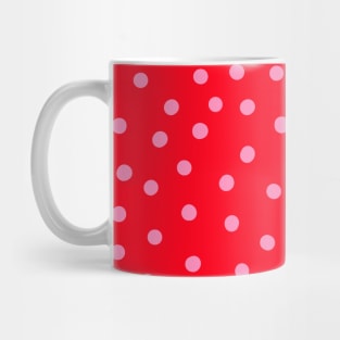 Pink Polka Dot Spots on Red Pattern Mug